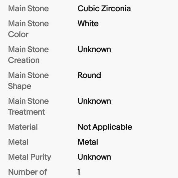 White Cubic Zircon Women Size 6 - Picture 8 of 8